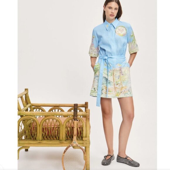 Alemais ANOUK mini linen short-sleeved dress - Picture 1 of 12